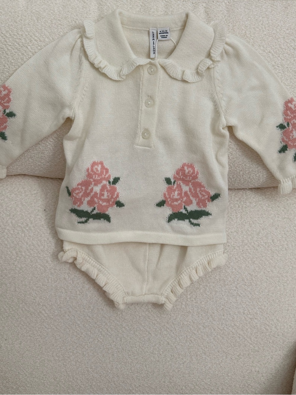 Janie and Jack Cream Knit Two-Piece Baby Set